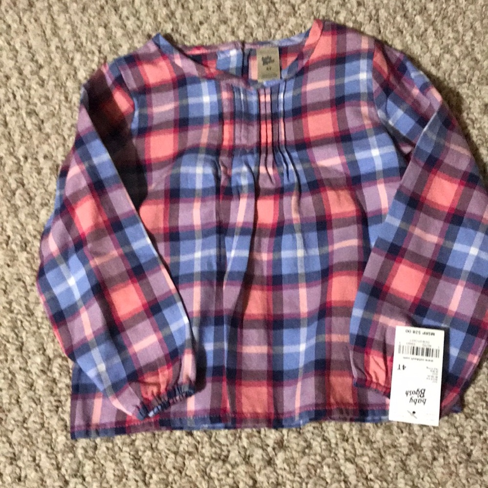 Baby gosh long sleeve pink and blue flannel